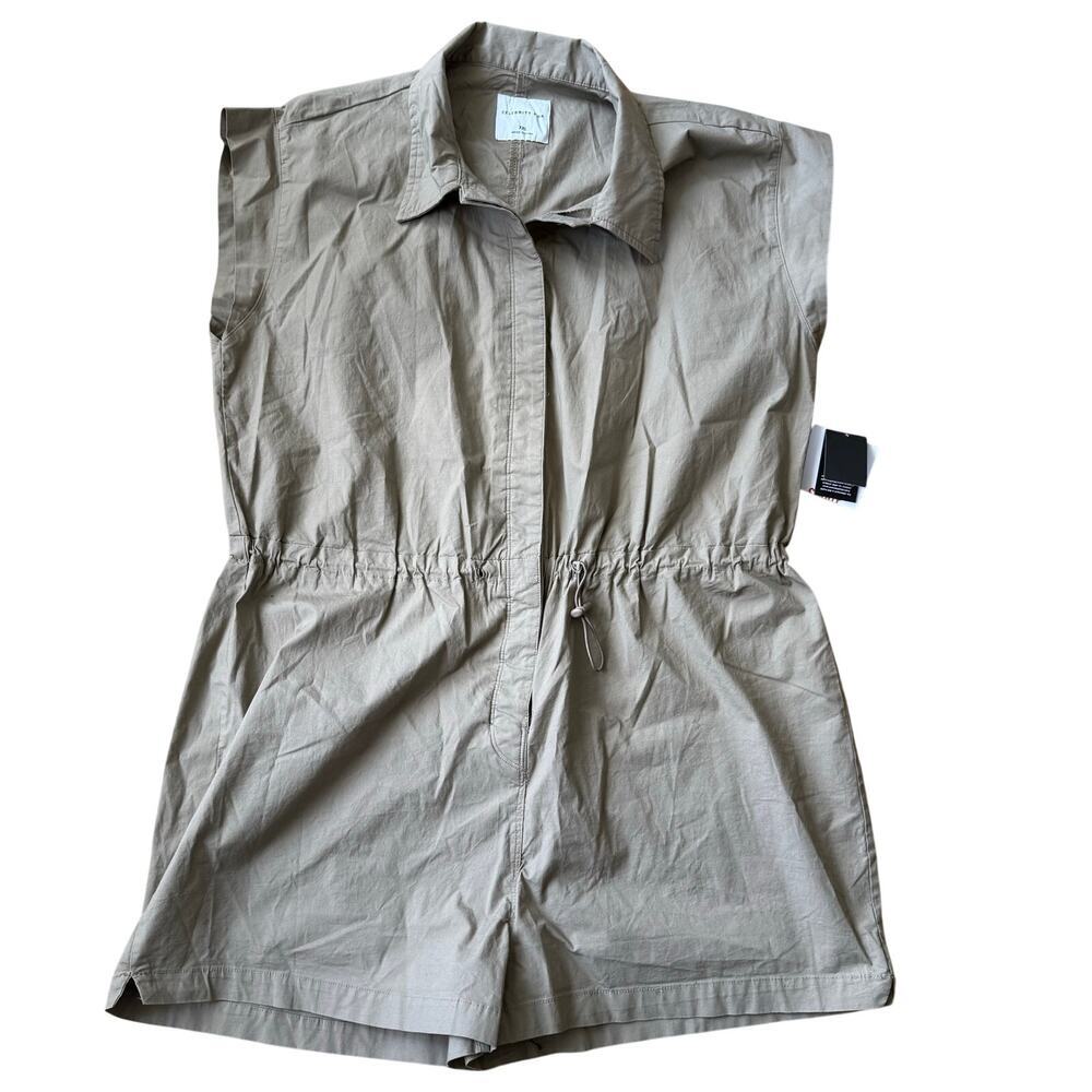 Celebrity Pink Khaki Sleeveless Jumpsuit Romper Size XXL Neutral Utility Minimal